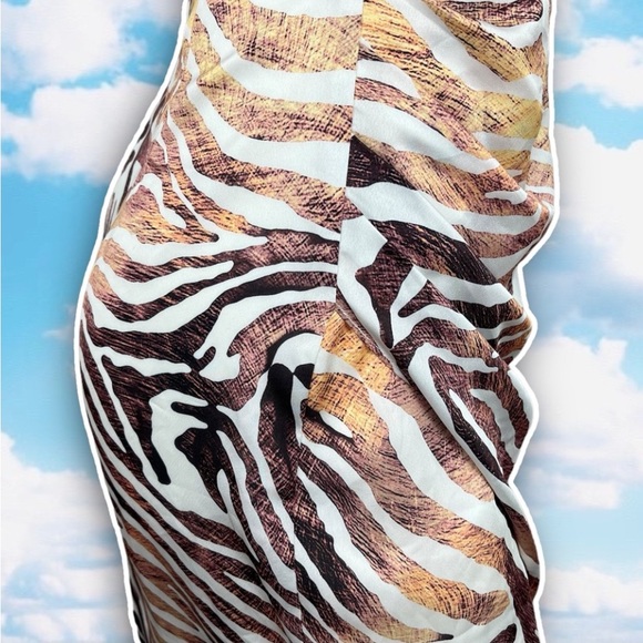 DRESS THE POPULATION Briella Zebra Print Mini Dress Cocktail Party Jungle Safari - Picture 11 of 15